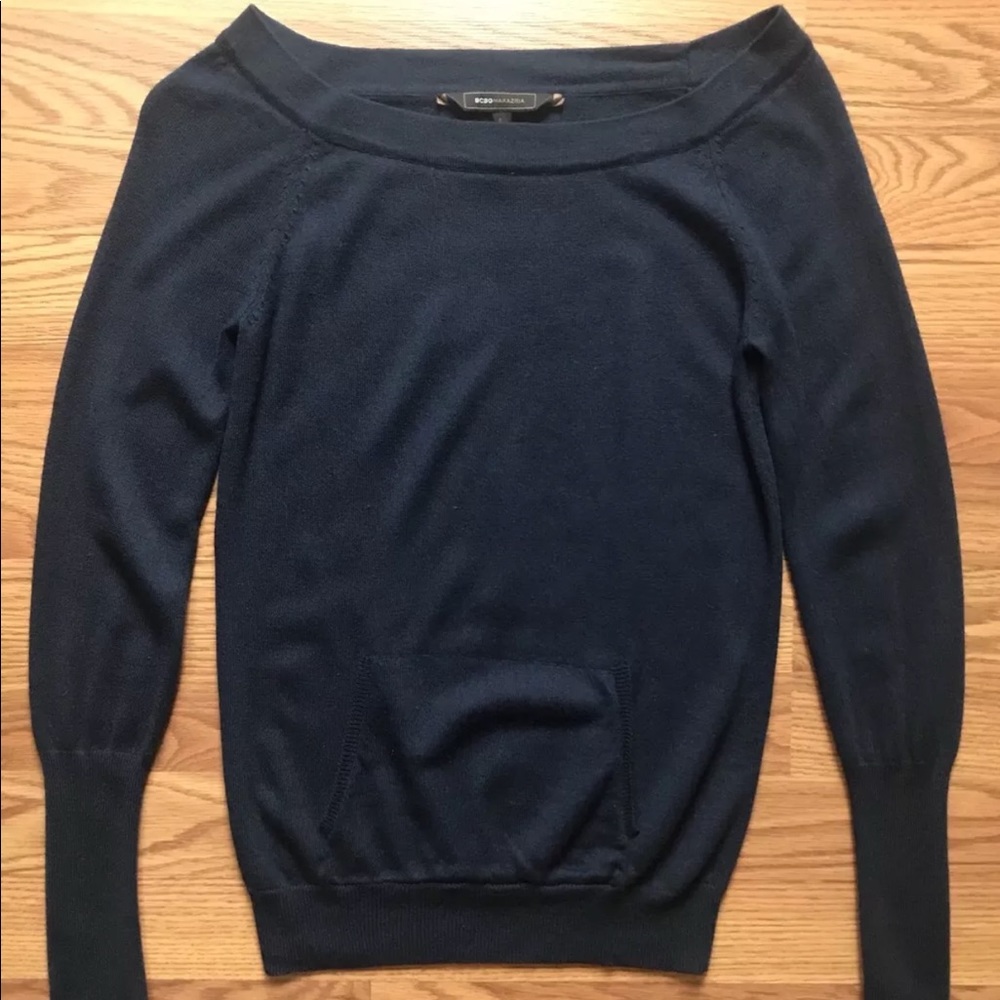 BCBG MAXAZRIA OFF SHOULDER SWEATER